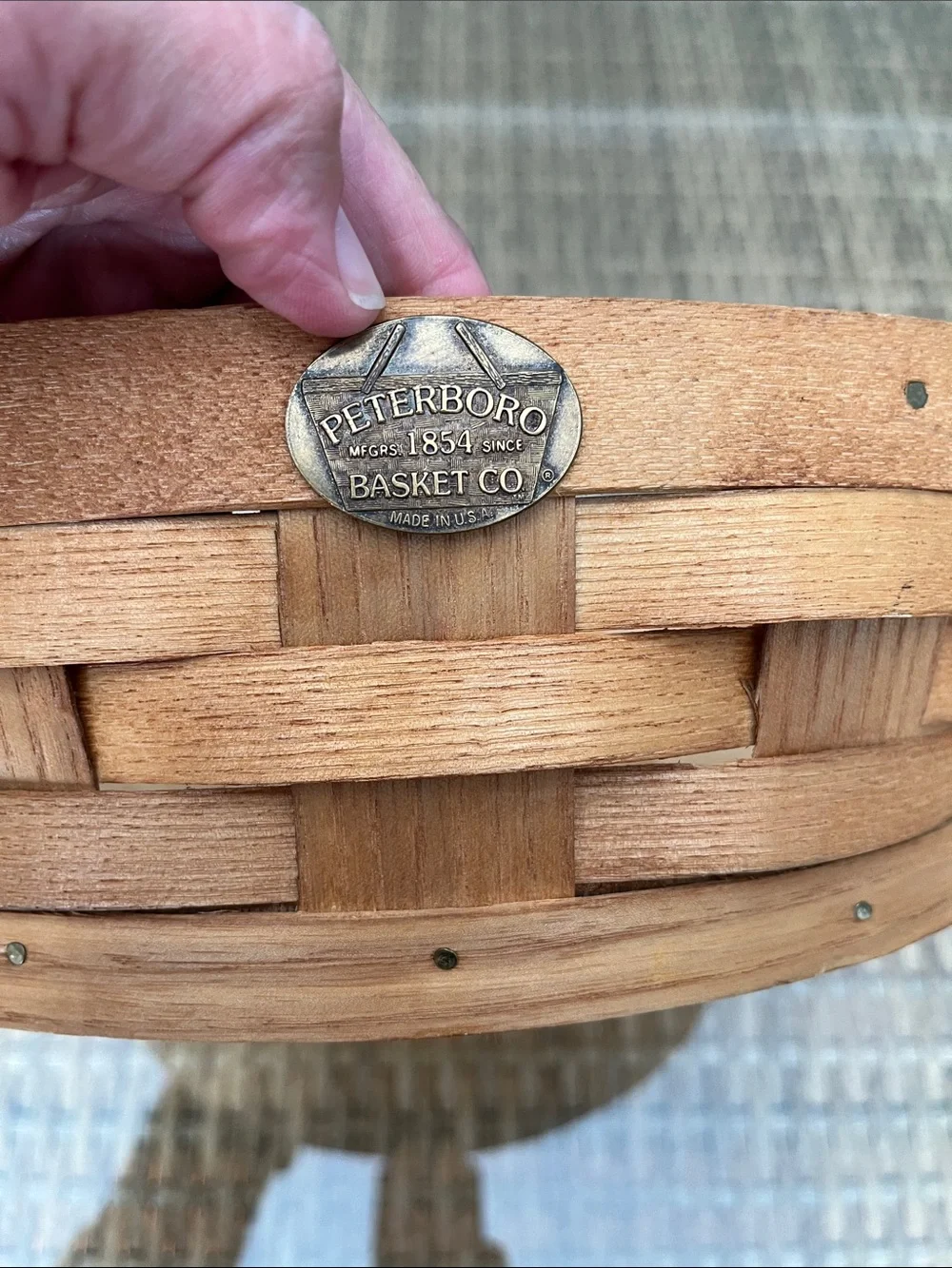 Vintage 13” x 4” Peterboro Maple Basket